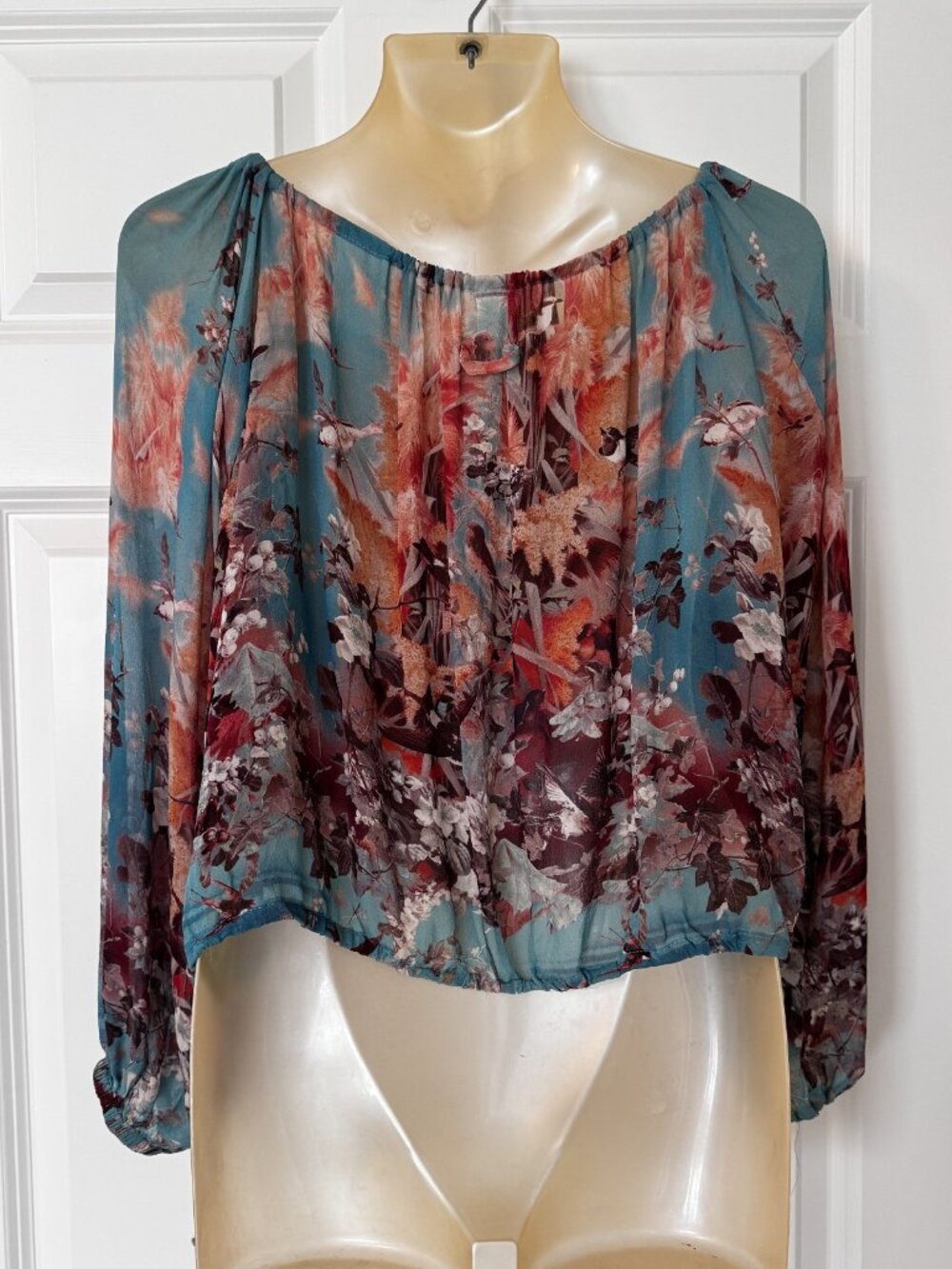 Jean Paul Gaultier Soleil Silk Sheer Peasant Top Size M Vintage 2000s Y2K - Picture 5 of 12